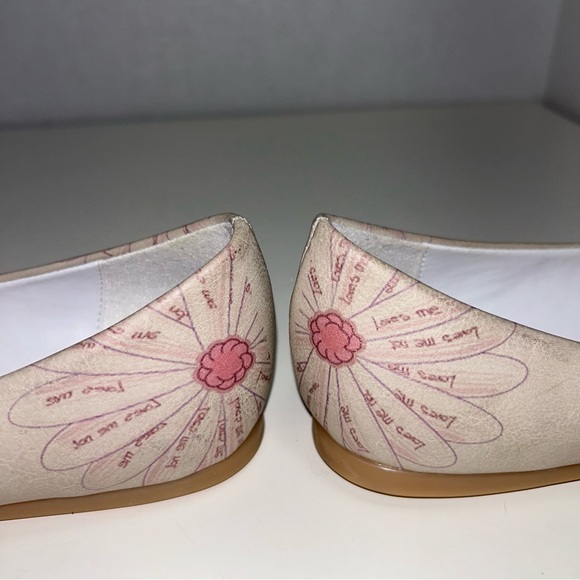 Goby Beige Pink Floral Faux Leather Slip On Ballerina Ballet Flats - Picture 8 of 12